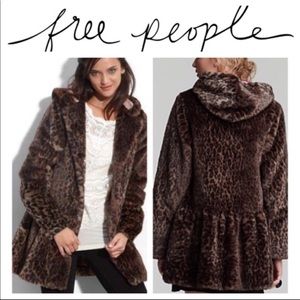 Free People Jacket Leopard Fur XS